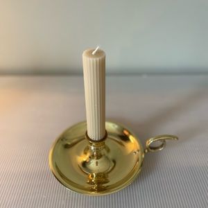 Antique Brass Chamberstick Candlestick Holder | W/Anthropologie Taper Candle.